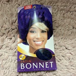 NWOT hair bonnet. Satin. Navy blue color.